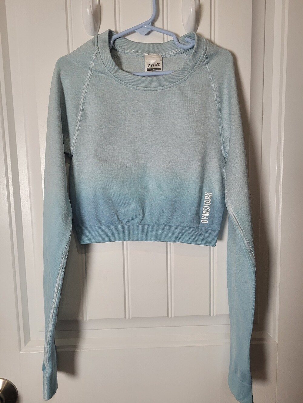 Gymshark Light Blue Ombre Cropped Long-Sleeve Sweatshirt